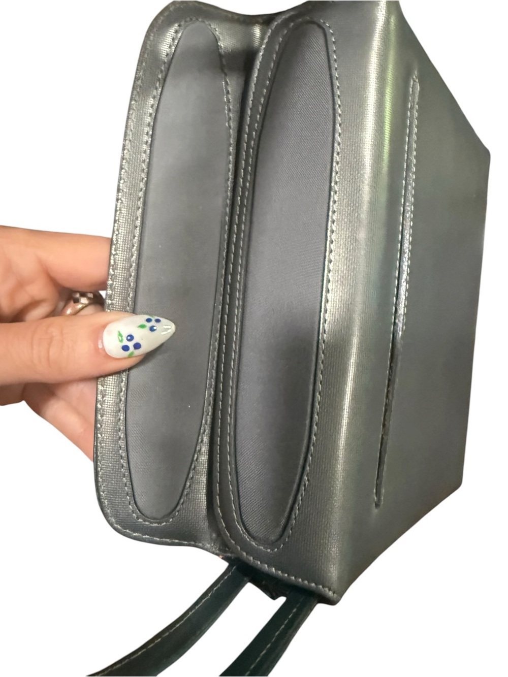 Vintage Givenchy Maroquinerie Gunmetal Structured Top Handle Satchel Japan - Picture 6 of 11